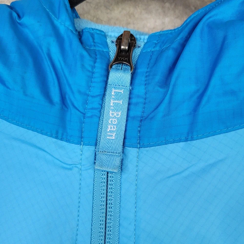 LL Bean Jacket Kids L‎ 14-16 Full Zip Hooded Raincoat Microfleece Lined 248055